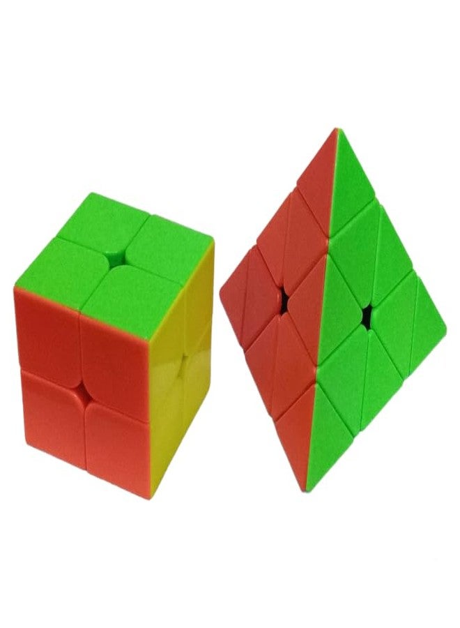 AZE Enterprises Pyramid Triangle Cube and 2x2 Cube Combo Set of 2 High Speed Sticker-Less Puzzle Cube, Multi Color.(Pyramid Cube and 2x2 Cube) - Image 3